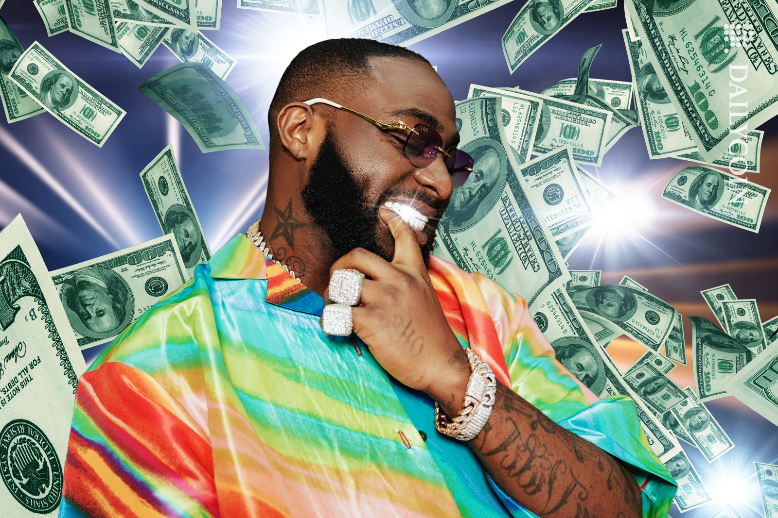 Davido showing off with the money he made.