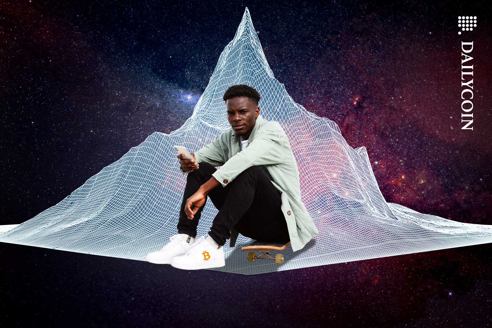 Nigerian man sitting in space looking at the camera disappointed.
