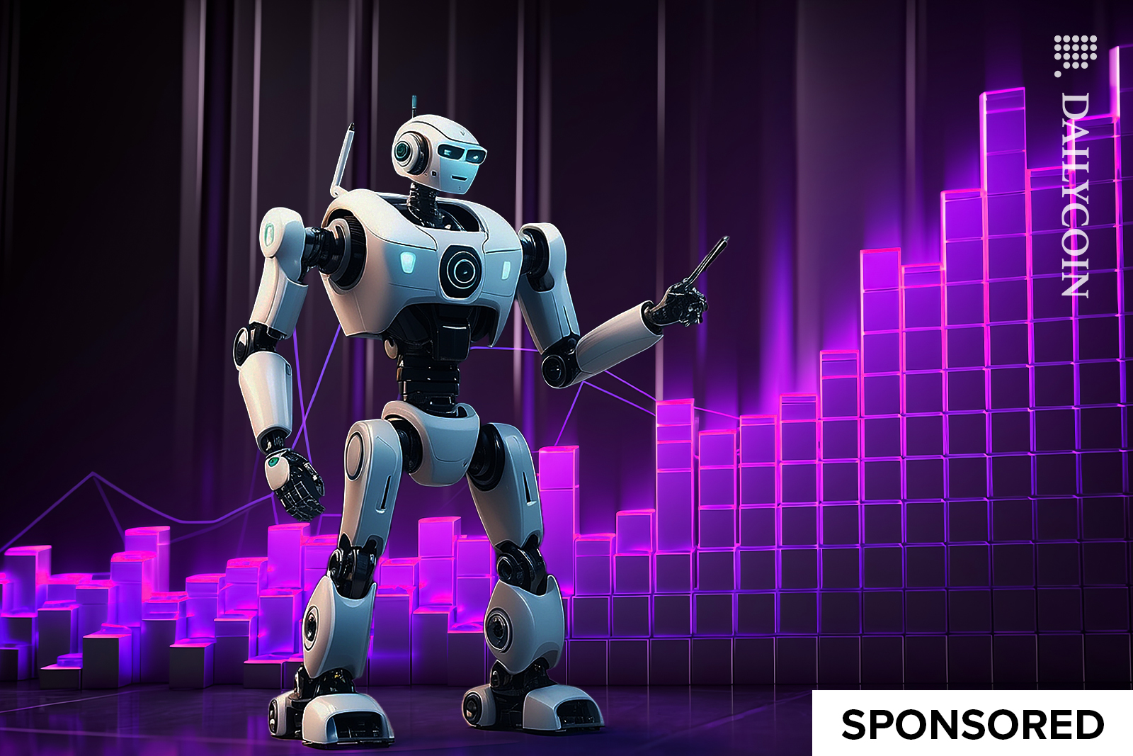 Robot looking where are the highest blocks standing.