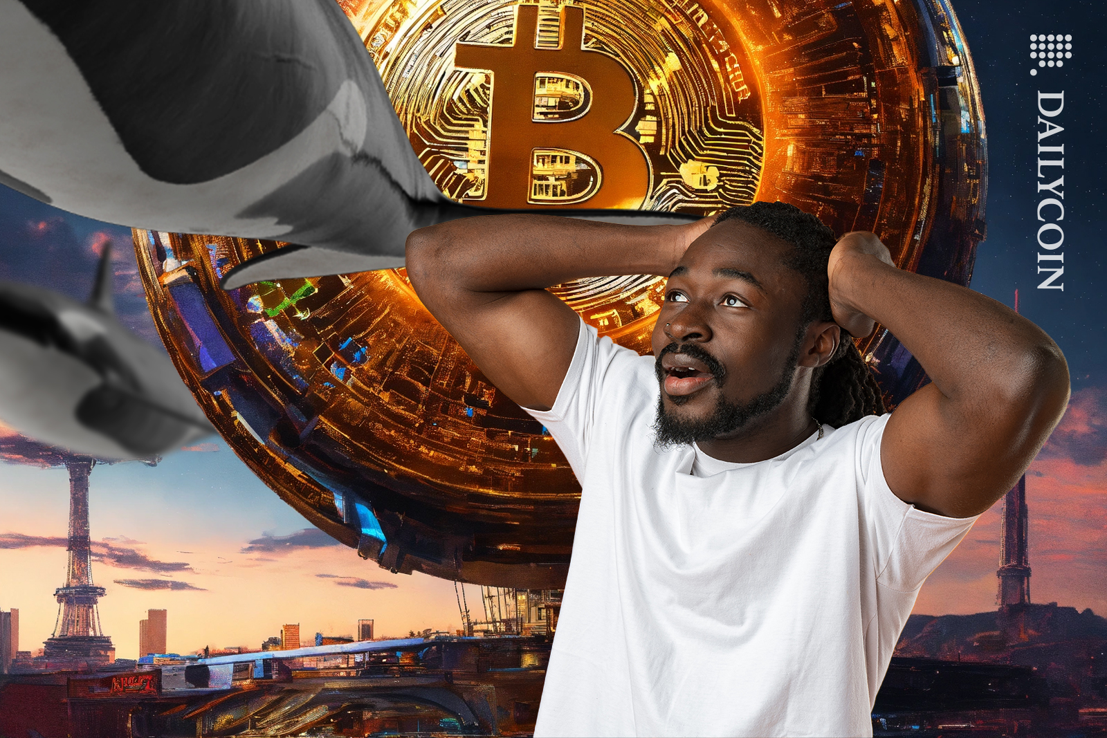 Guy surprised at whales leaving the bitcoin land.