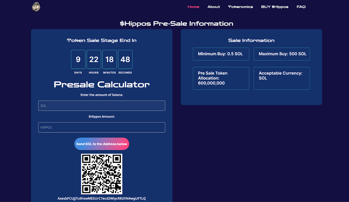 Hippos pre-sale information.