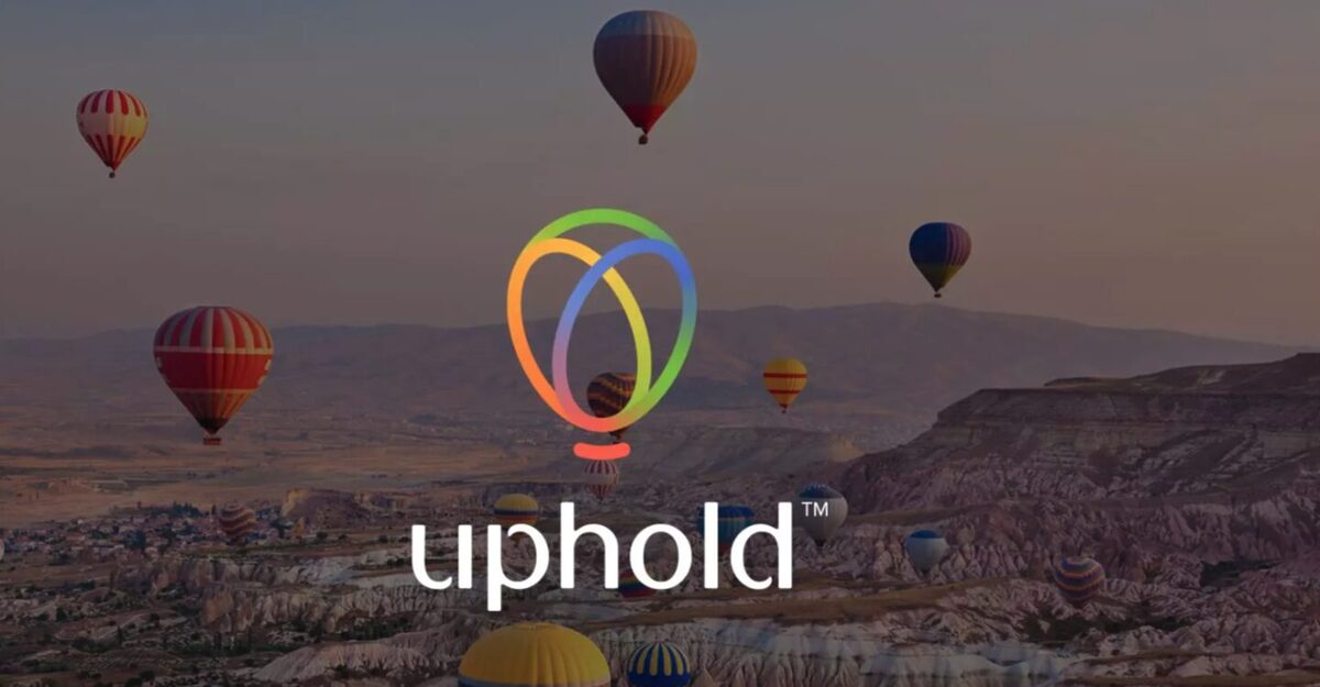 Uphold logo on a background with air balloons.