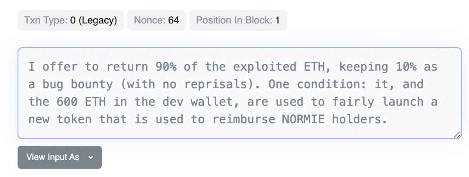 Normie hacker's message according to Lookonchain