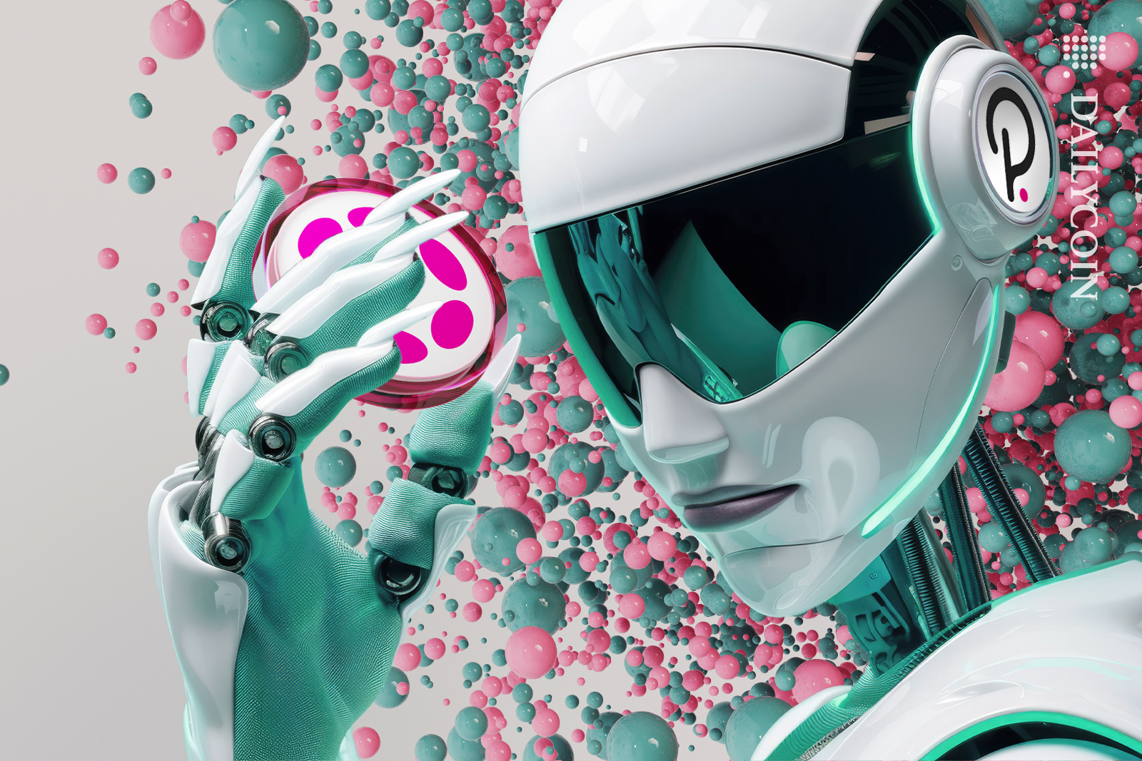 Robot lady gets a hold of polkadot coin.