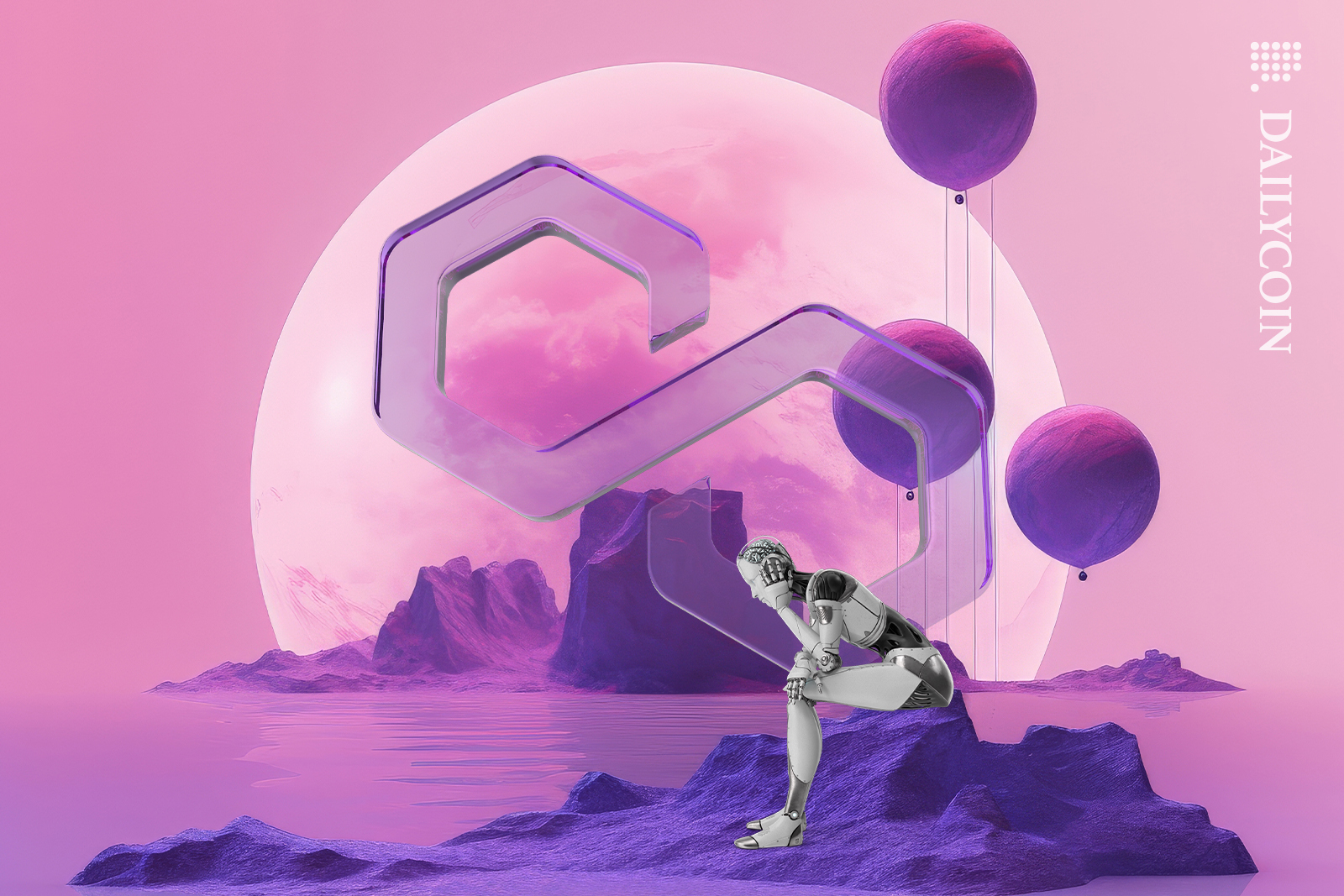 Robot sitting confused about what to do with polygon matic space.