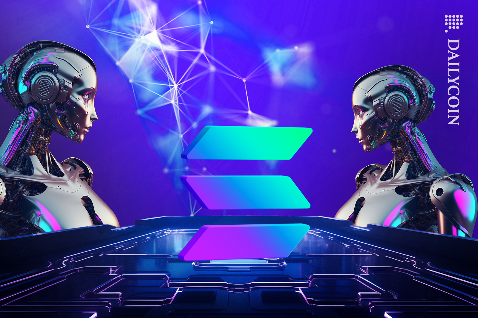 Women robots looking after Solana and the blockchain.