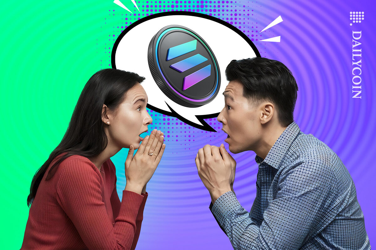 Two people gossiping about Solana coin.