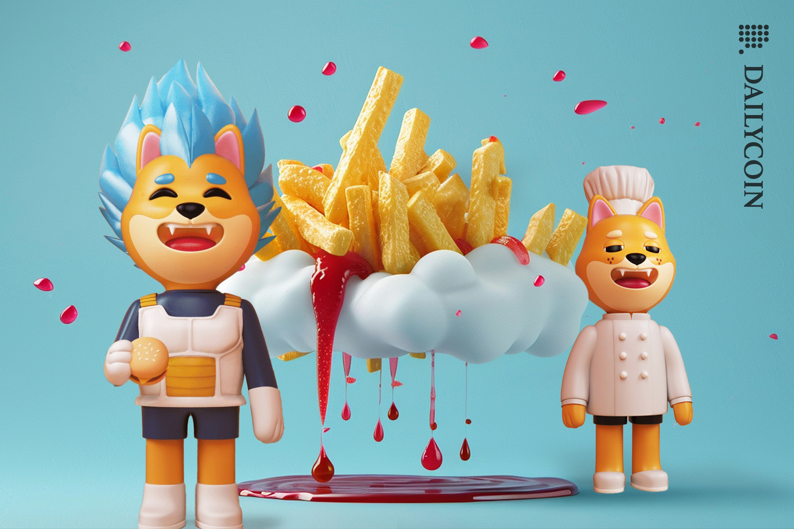 Little shiba inu NFT characters enjoying the food of Welly's