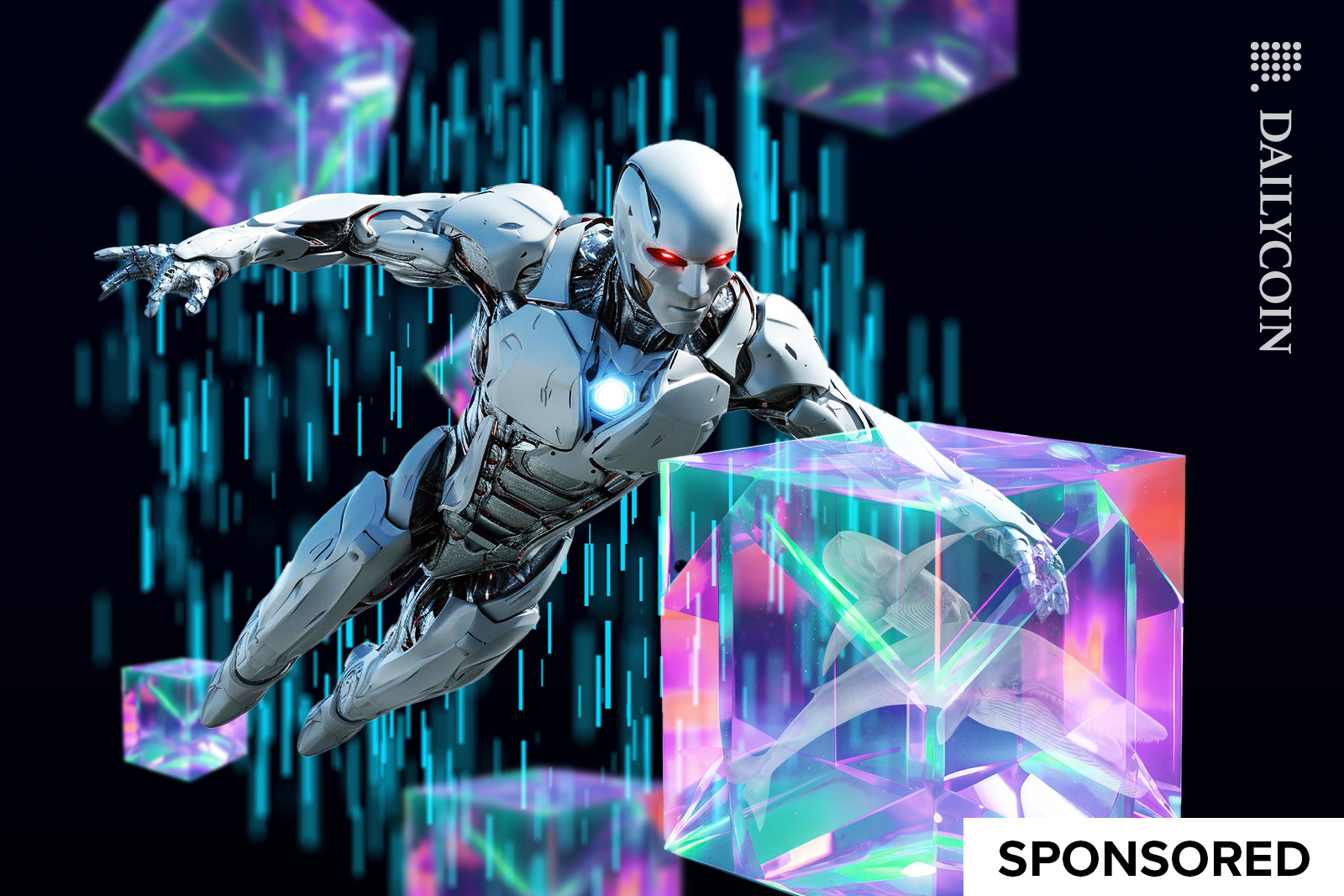 Robot seeing what the whales are buying in a digital cube.