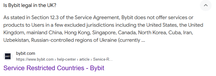 Archived Bybit jurisdiction service exclusion information
