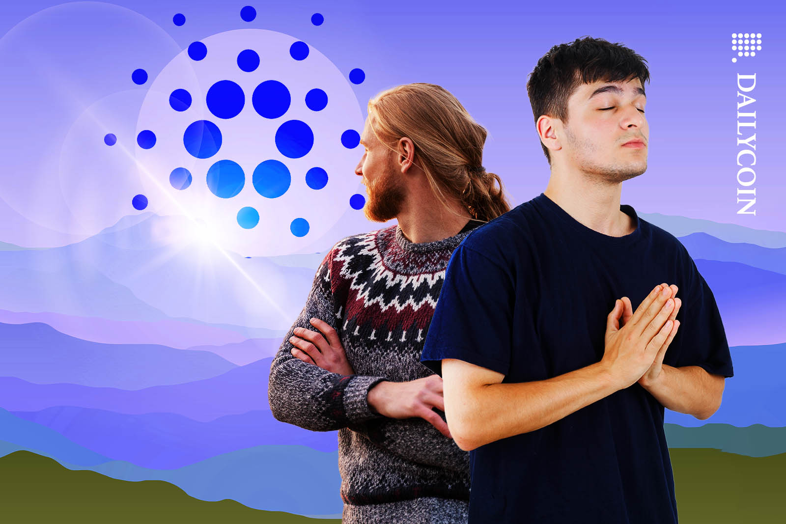 Two men full of hope, looking at a Cardano sunrise.