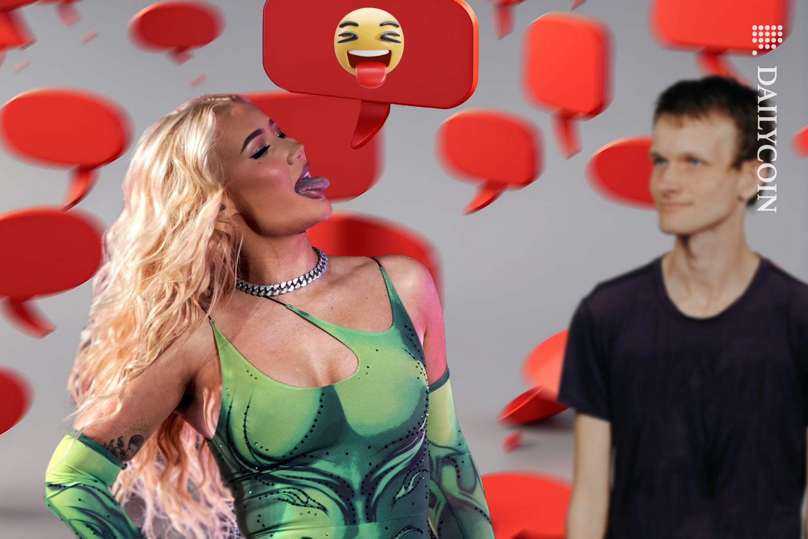 Iggy Azealia showing the tongue to Vitalik Buterin.