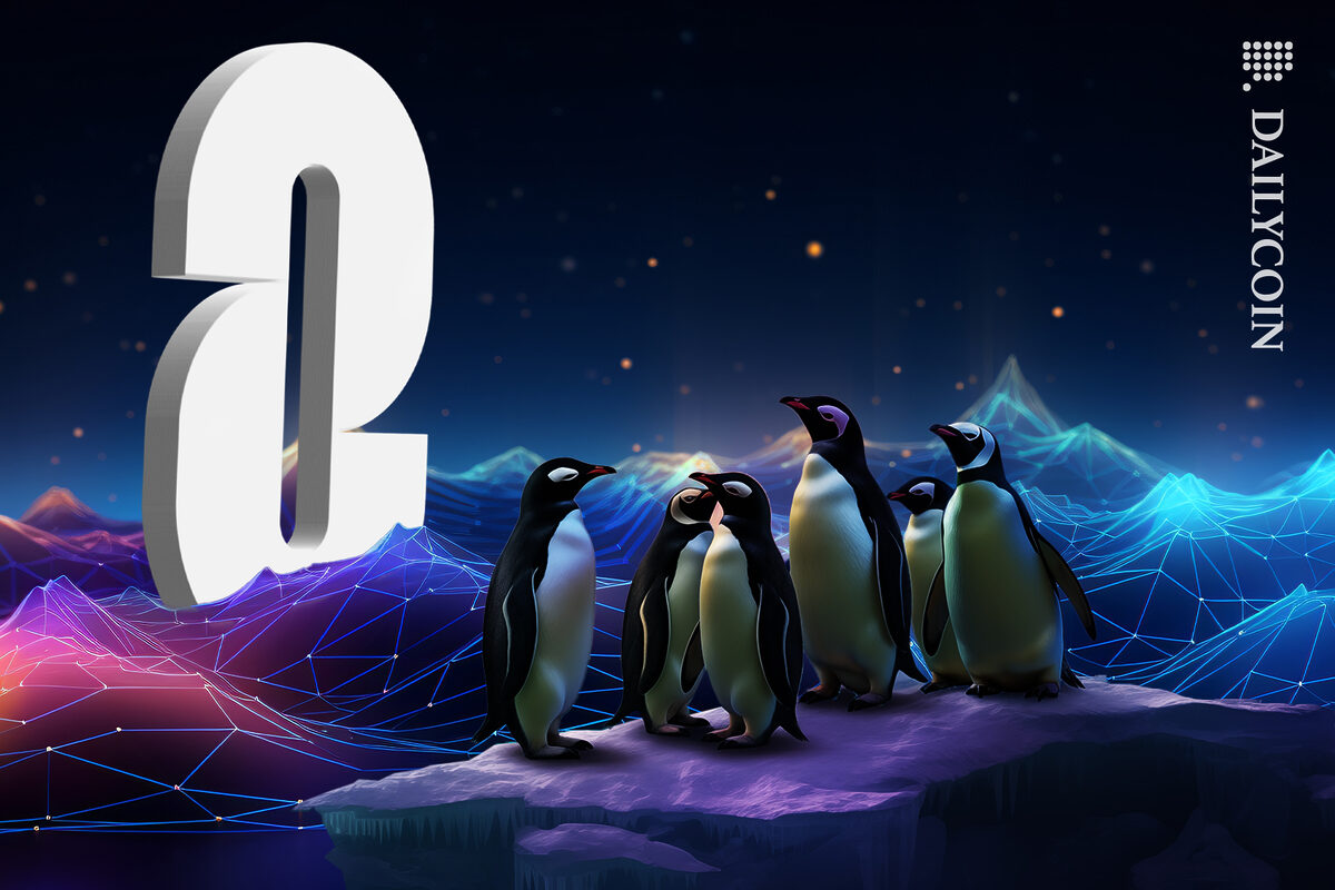Pinguins on digital land seeing LayerZero.