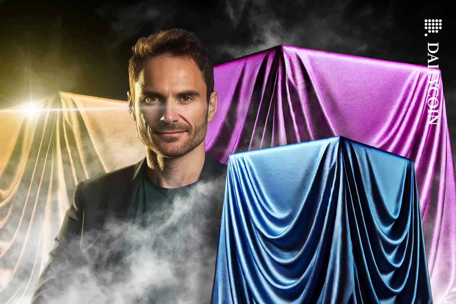 Paolo Ardoino unveiling some mysterious objects.