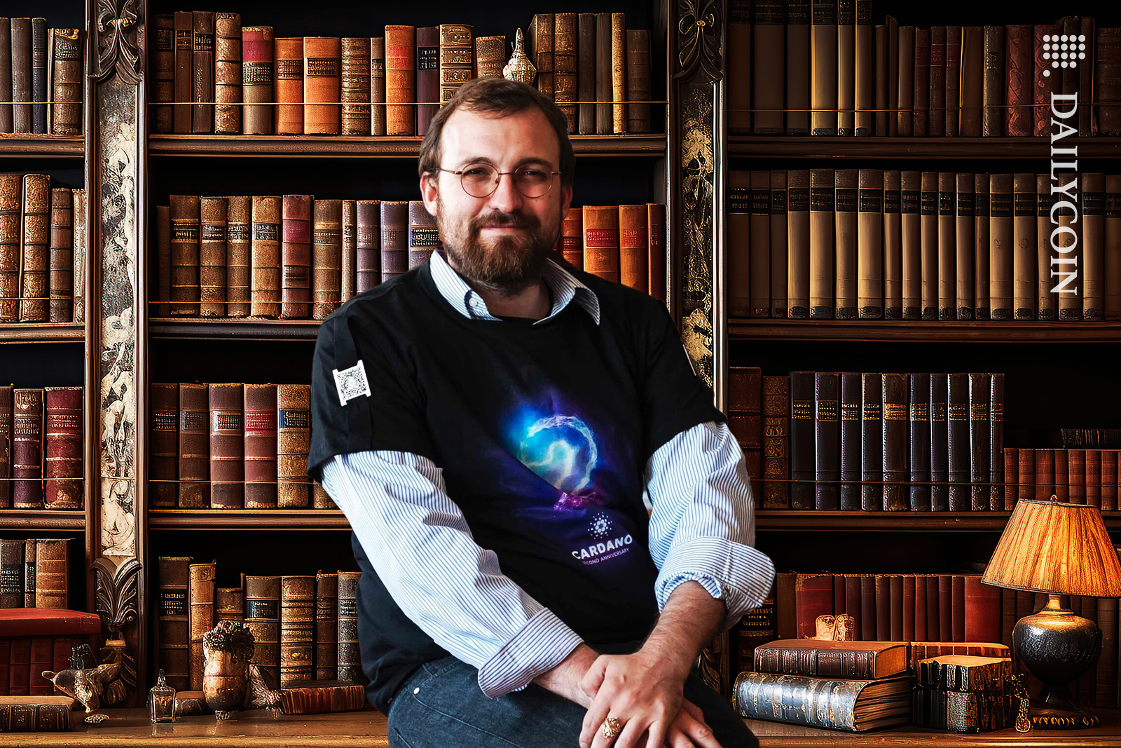 Charles Hoskinson in the library sitting.