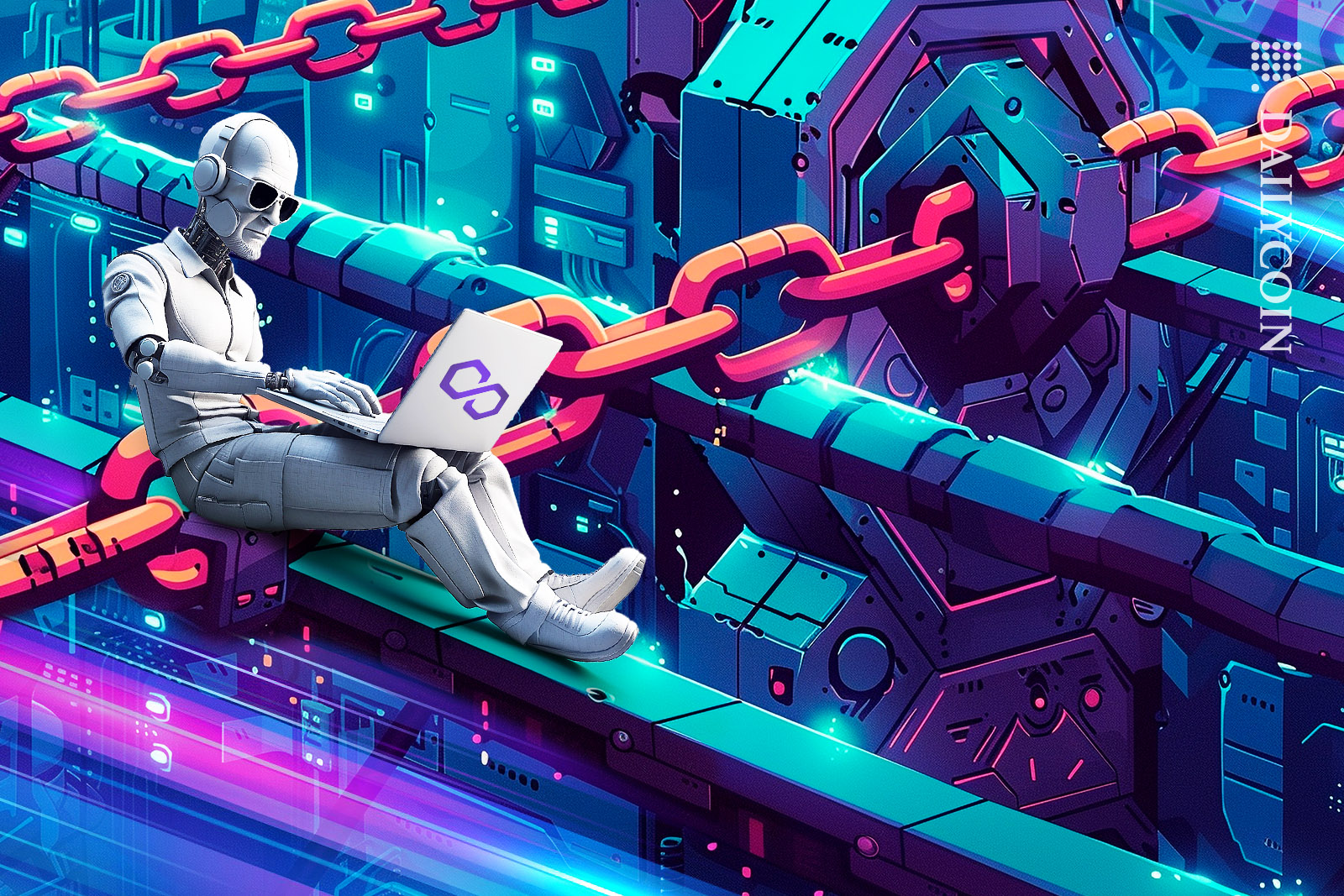 Futuristic guy working on Polygon chains.
