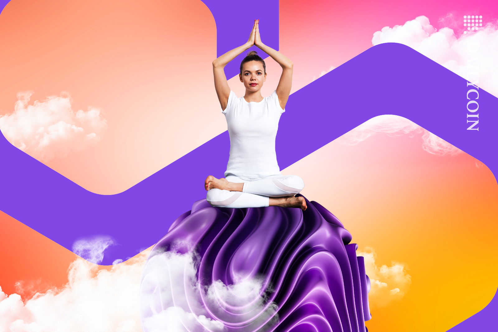 Girl balancing on a technology ball in Polygon matic.