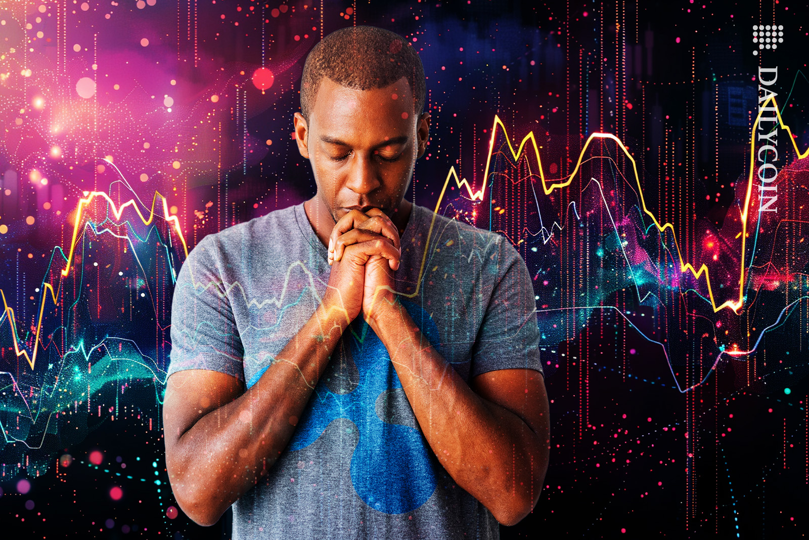 Guy praying for the crypto market and Ripple (XRP) price