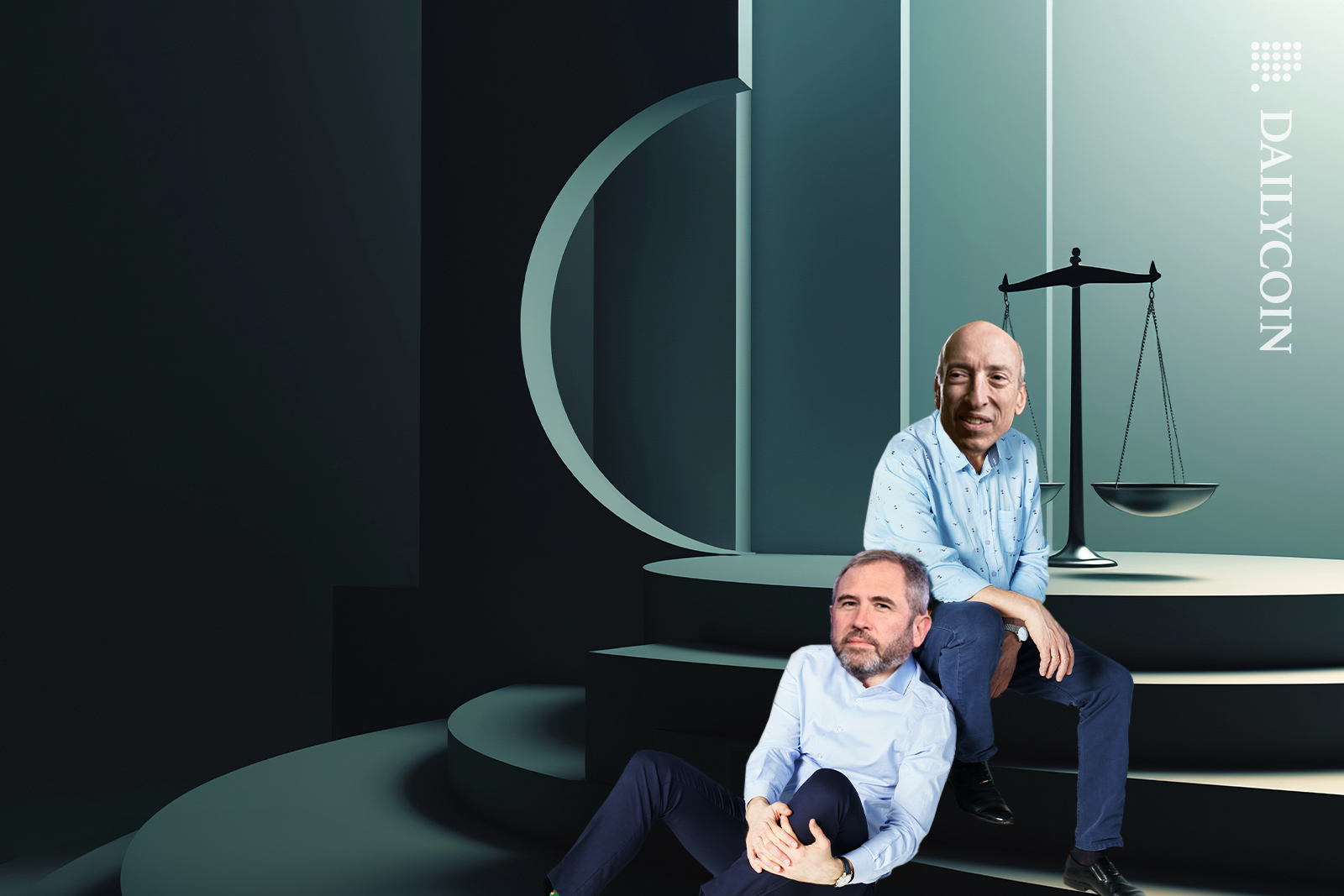 Brad Garlinghouse with Gary Gensler on the steps of Law & order.