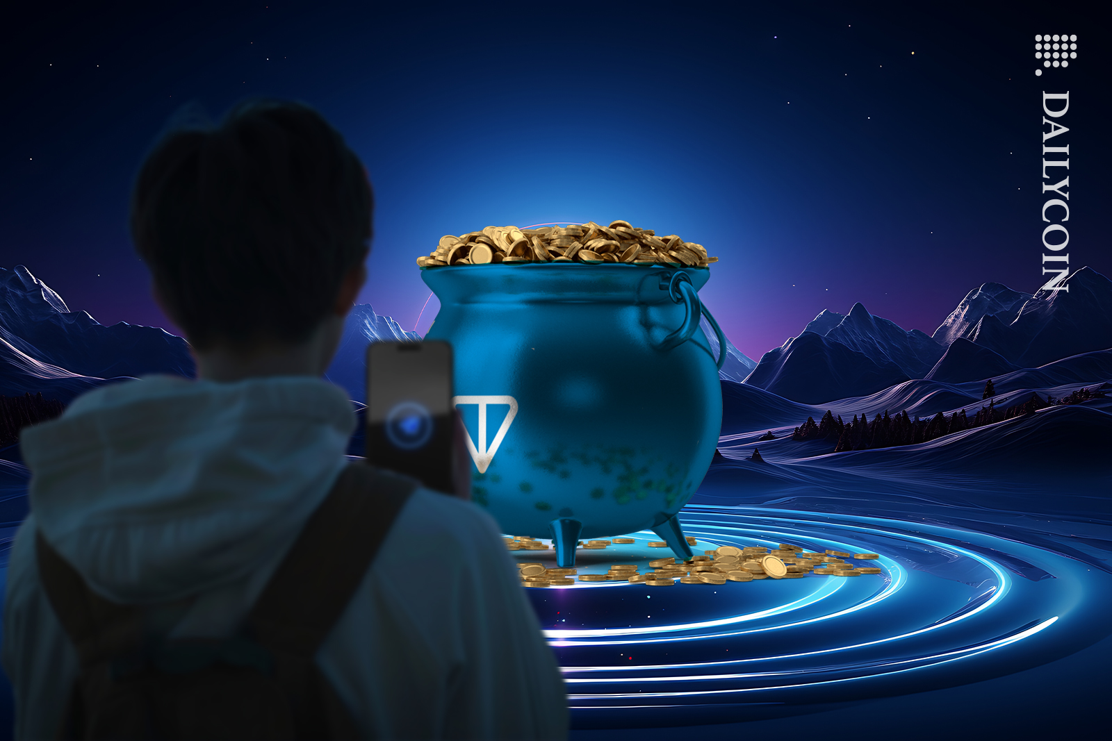 Guy using Telegram and Ton coins.