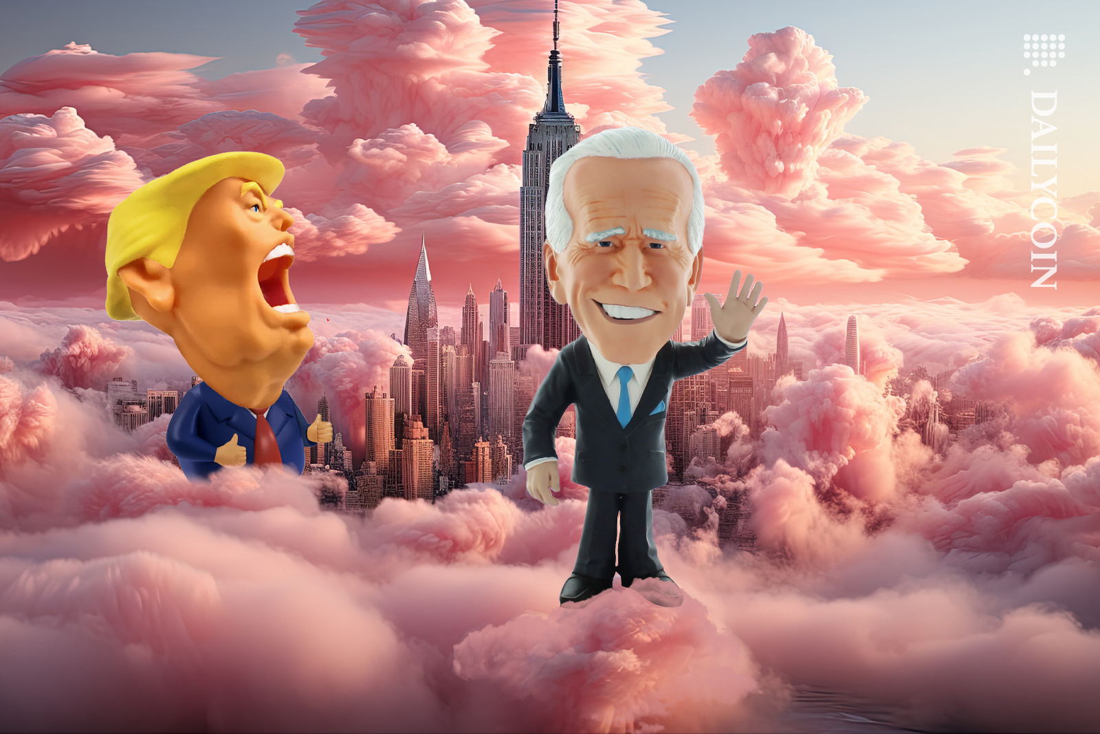 Biden and Trump on the clouds of New York.