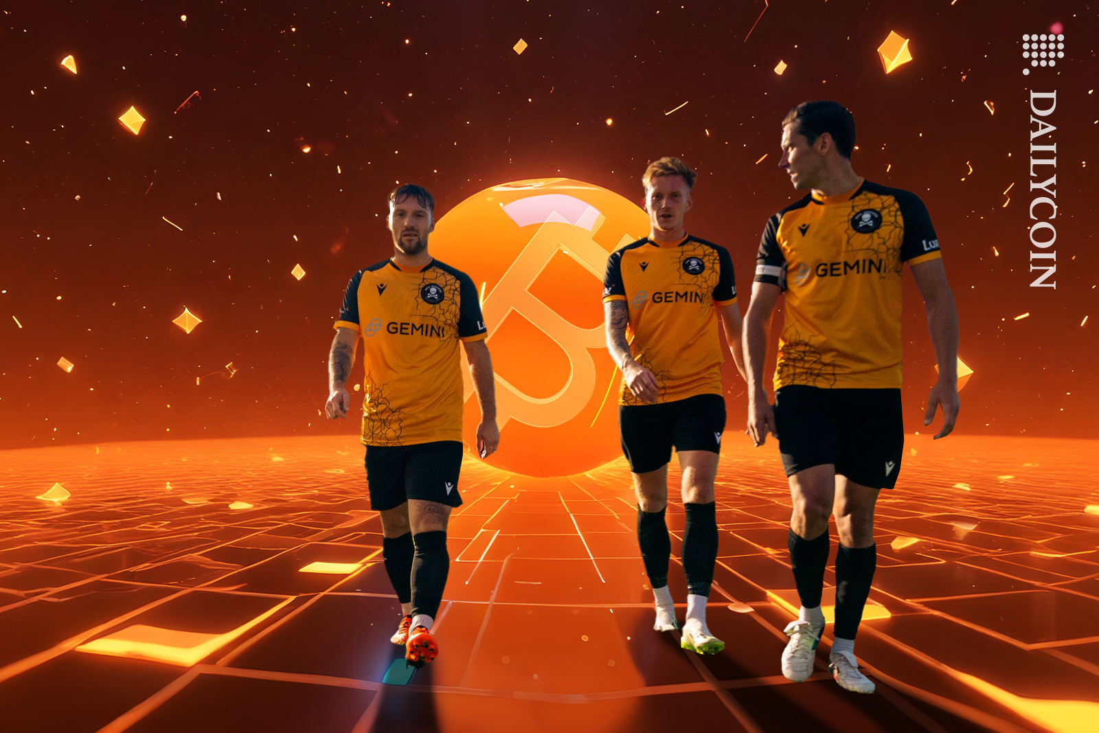 Real Bedford FC player walking onto bitcoin land.