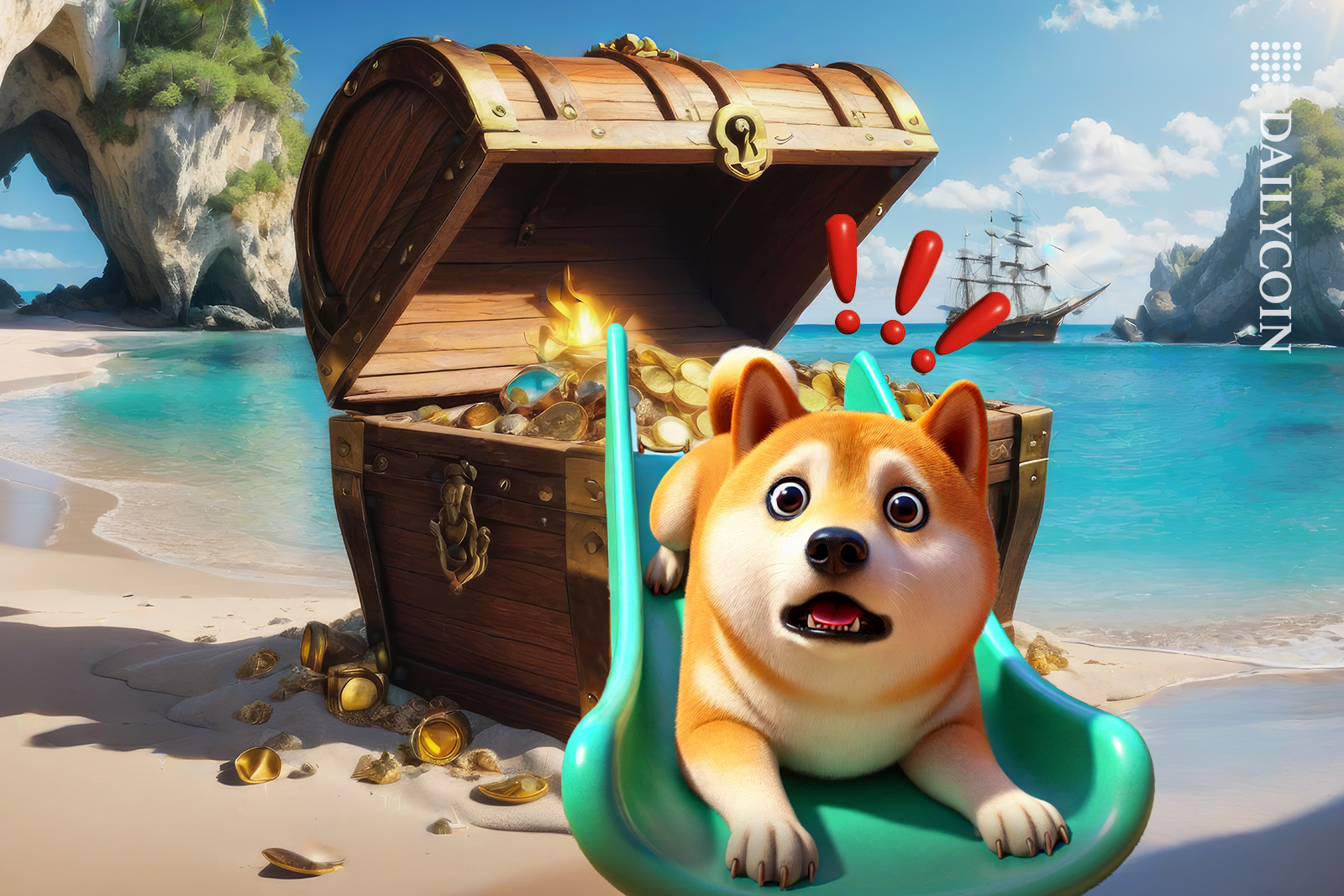 Bonk sliding down from the treasure box.
