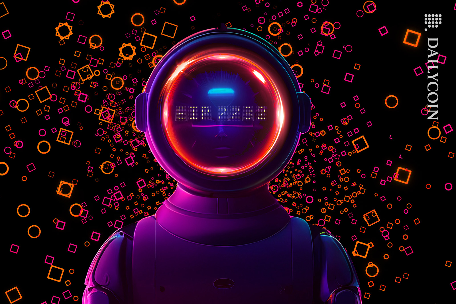 Ethereum's EIP-7732 robot appearing with new blockchain particles.