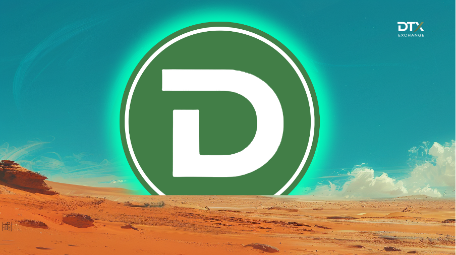 DTX Exchange (DTX) logo rising on the horizon.