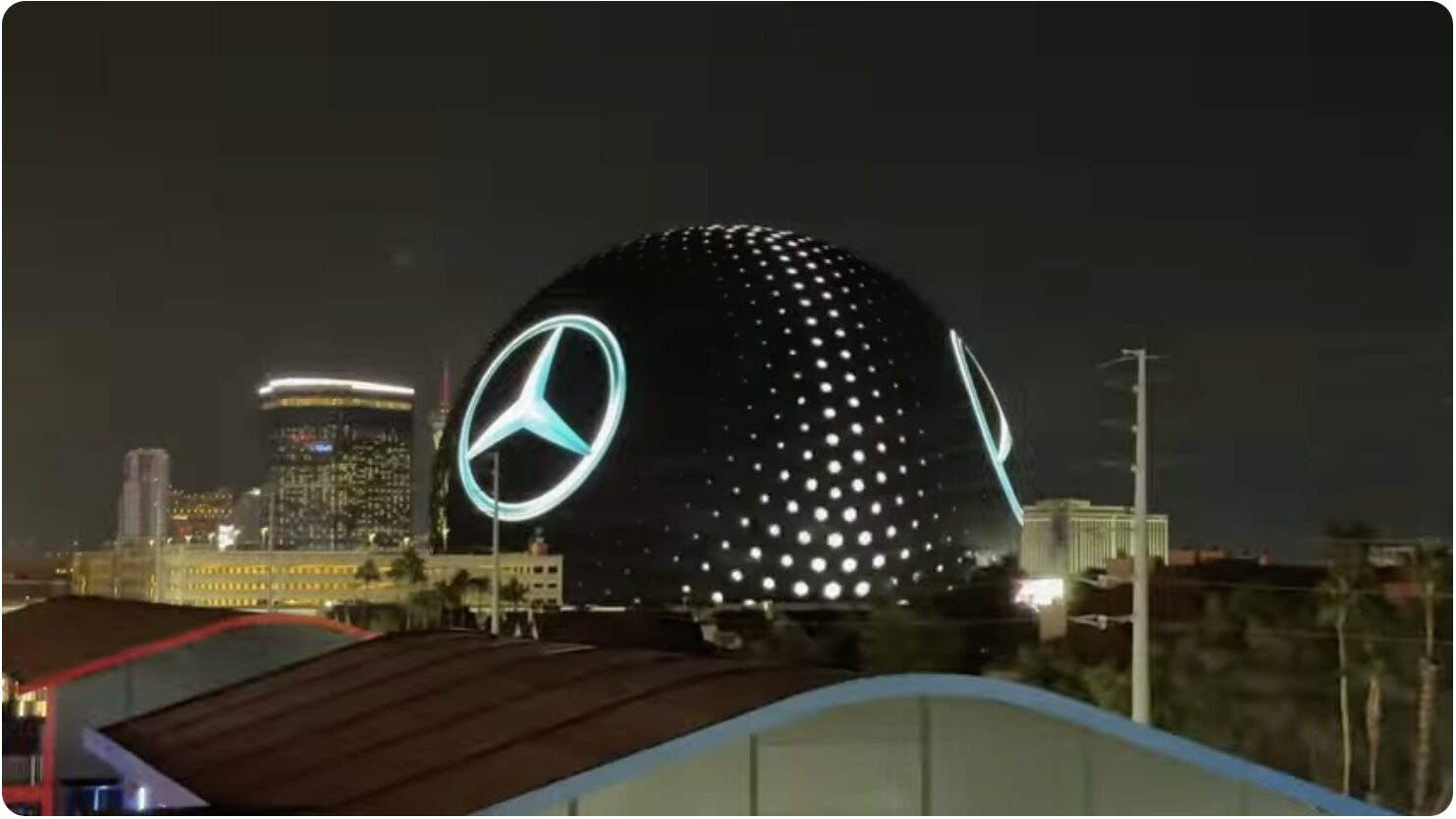 The Mercedez Benz logo on the Las Vegas Sphere.