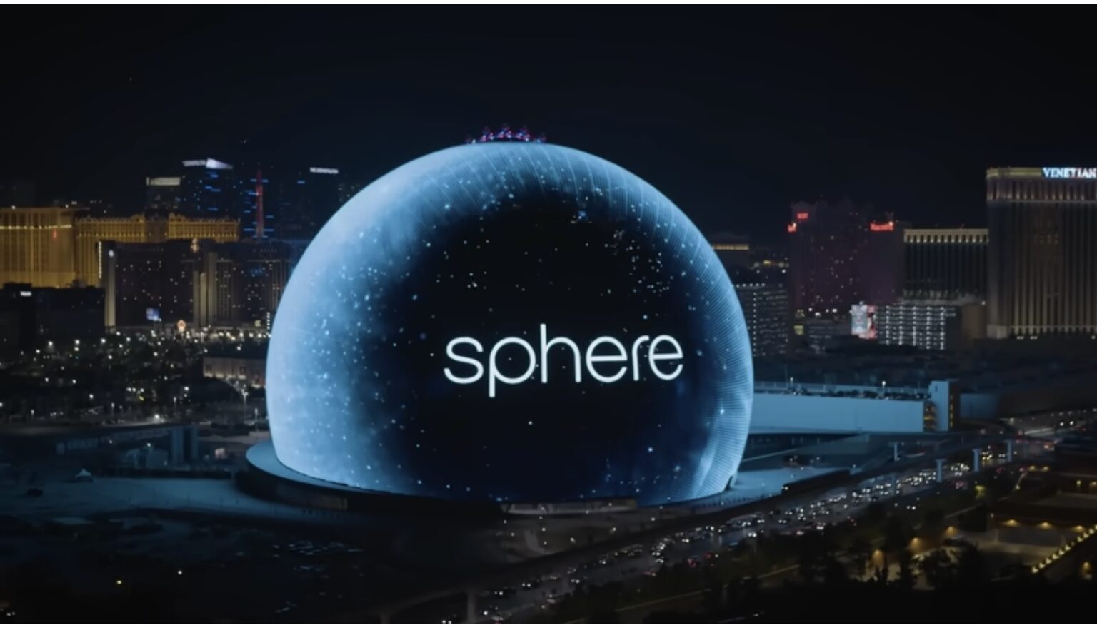 The Las Vegas Sphere’s first-ever display before Bitcoin and other promotions.