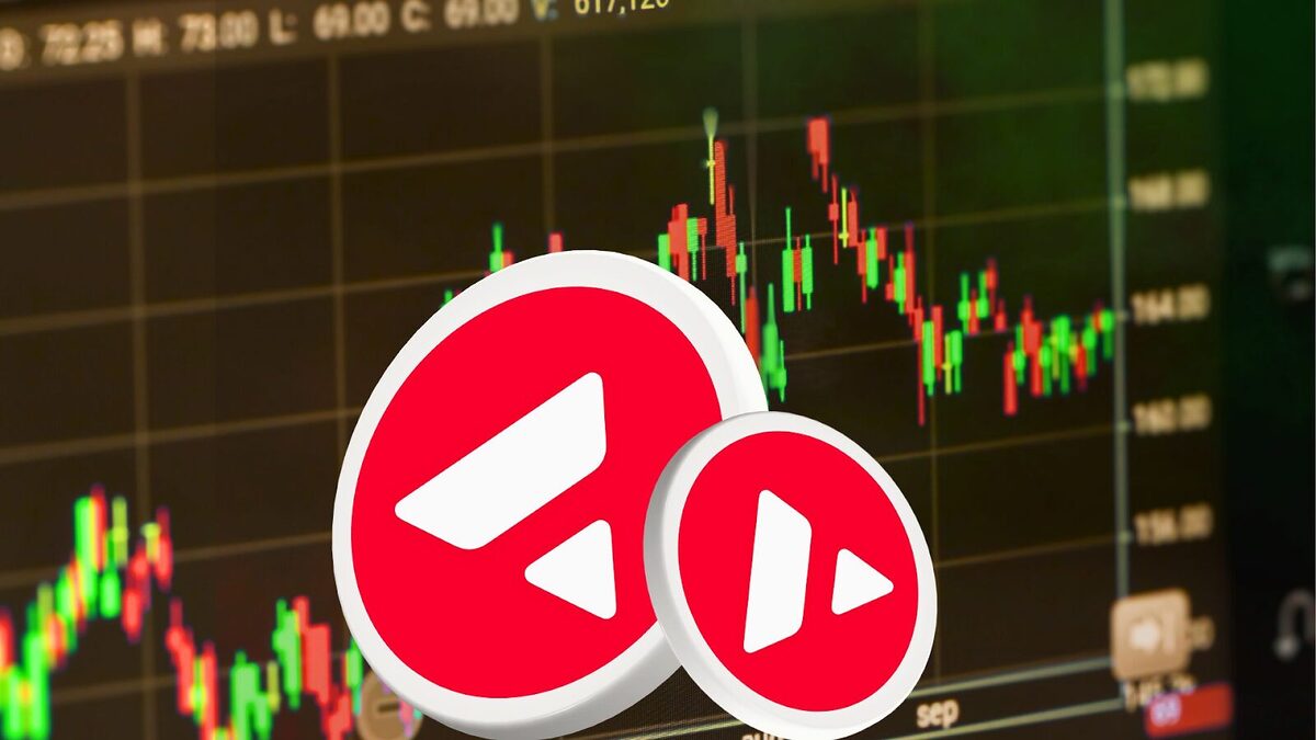 AVAX token in front of a price chart.
