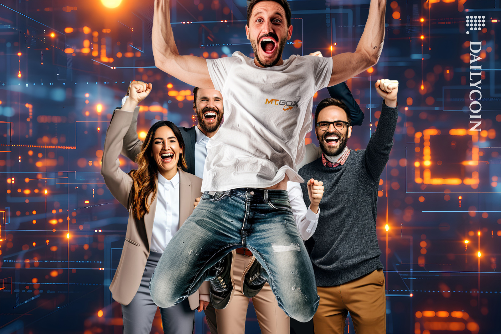 Group of people cheering MT. GOX.