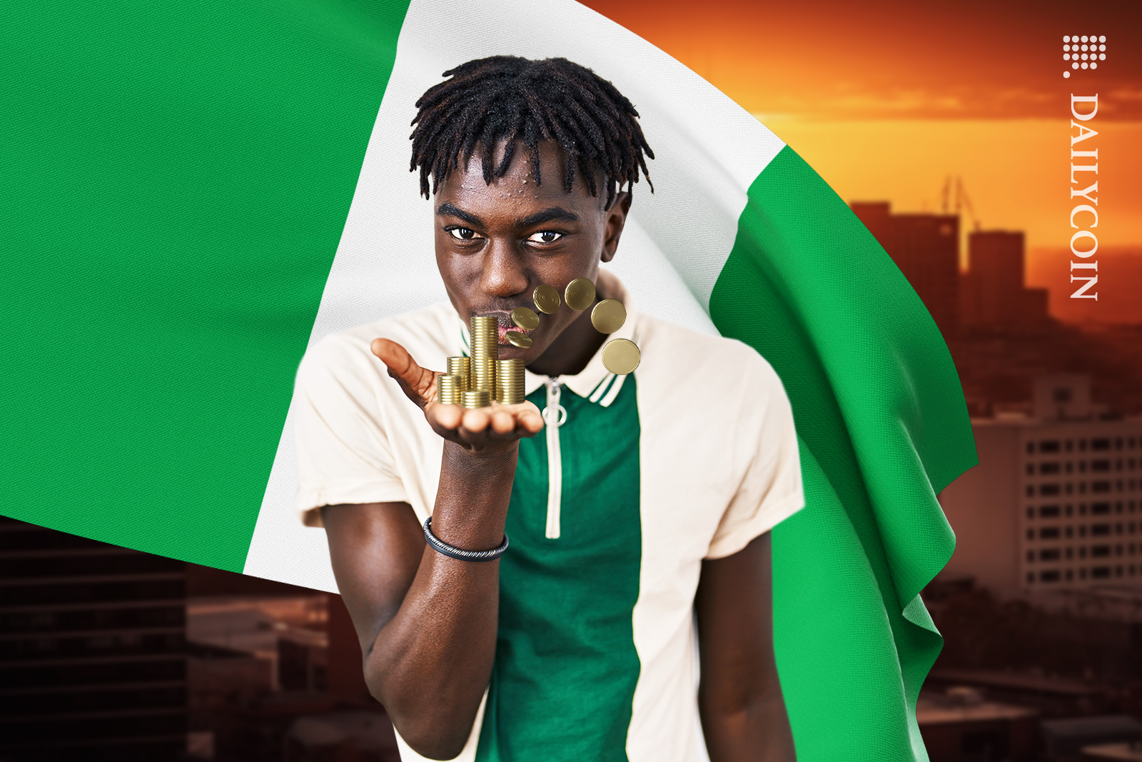 Nigerian Guy seeing his coins jumping of his hand.