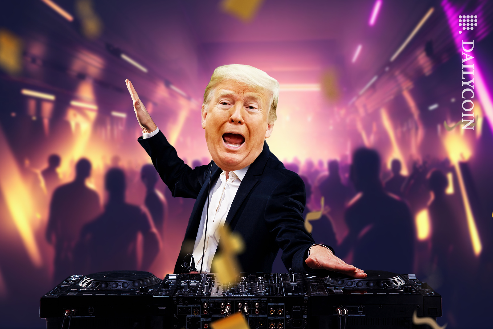 Trump is Dj at a party.
