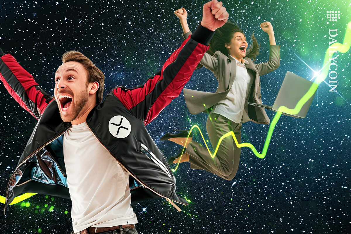 People celebrating XRP coin's price going on the bull run.