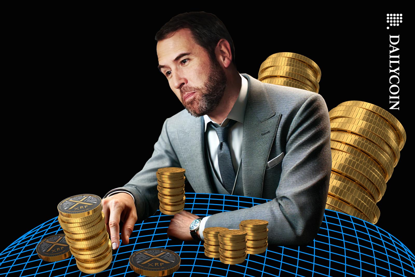 Bred Garlinghouse pushing around some golden crypto coins.
