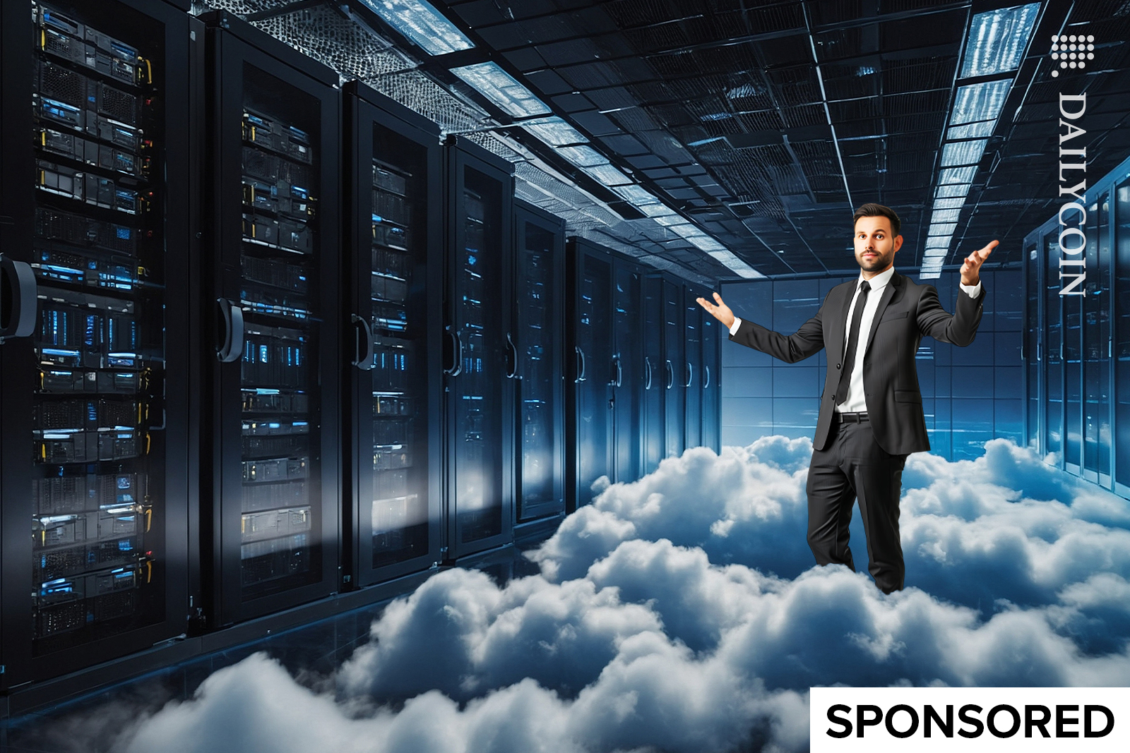 Guy showing off his cloud mining room.