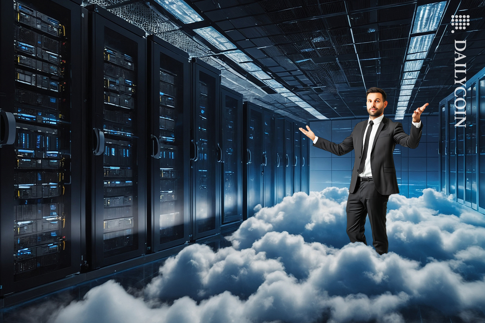 Guy showing off his cloud mining room.