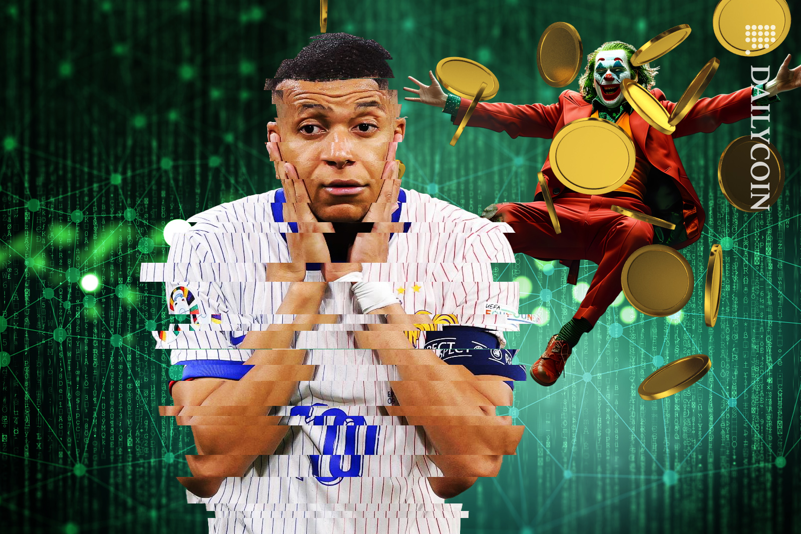 Kylian Mbappe getting used by a hacking joker.