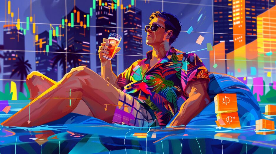 A man chilling in a pool.