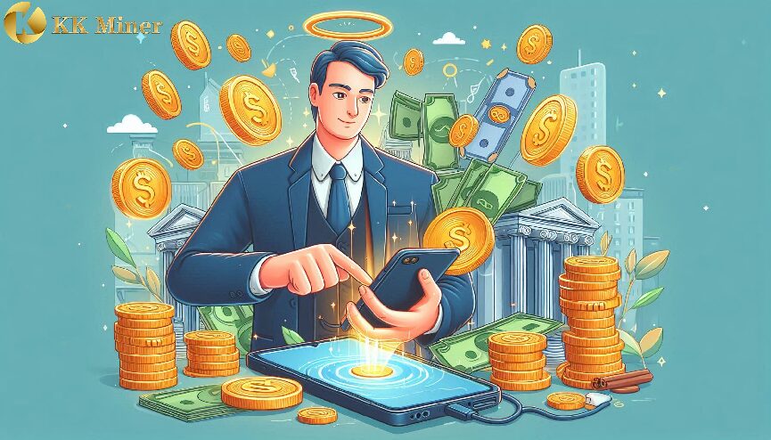 KK Miner using his phone to deposit funds.