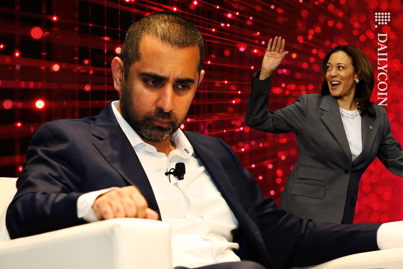 Balaji Srinivasan avoids Kamala Harris as she waves goodbye.