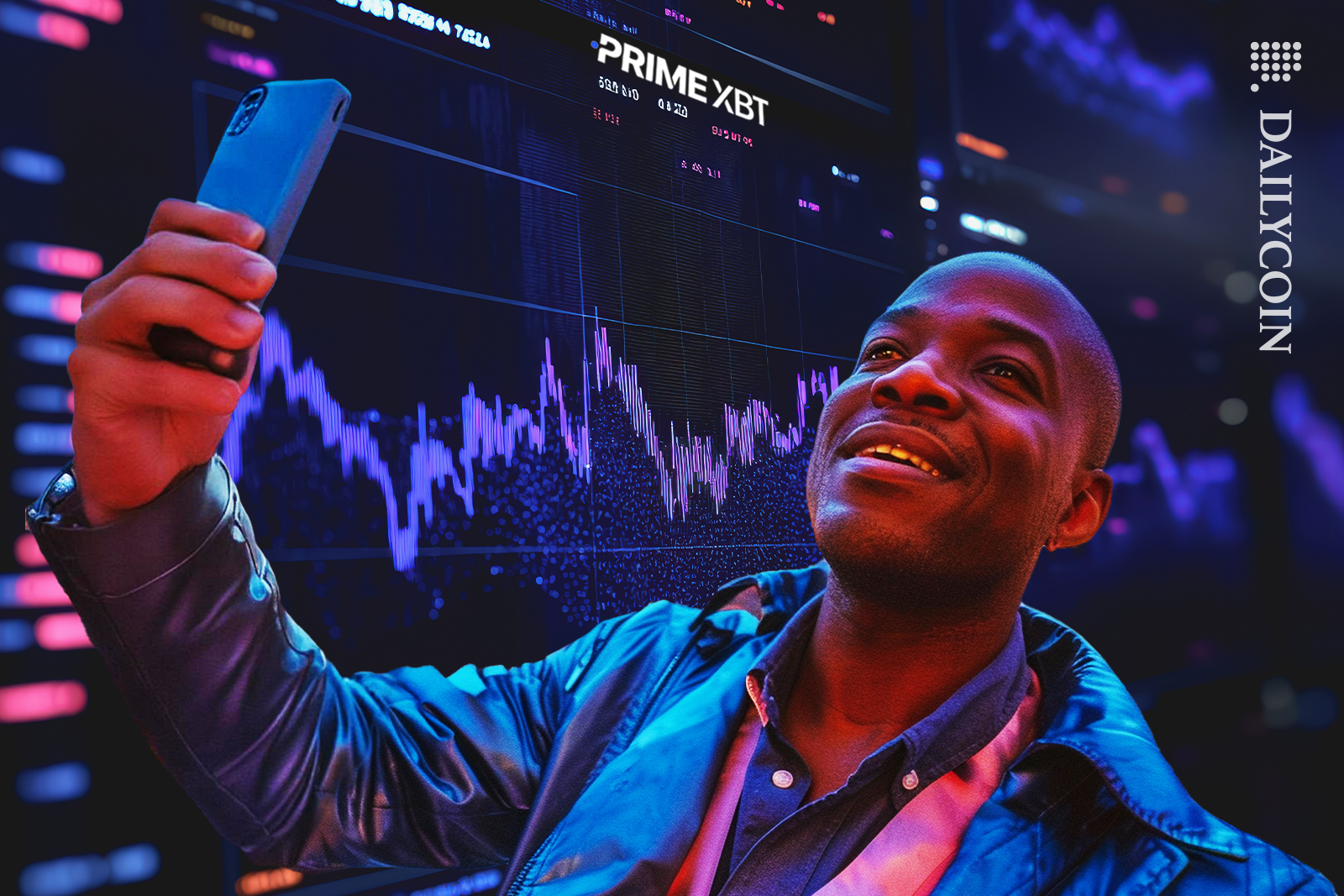 Guy happy trading on Prime XBT.