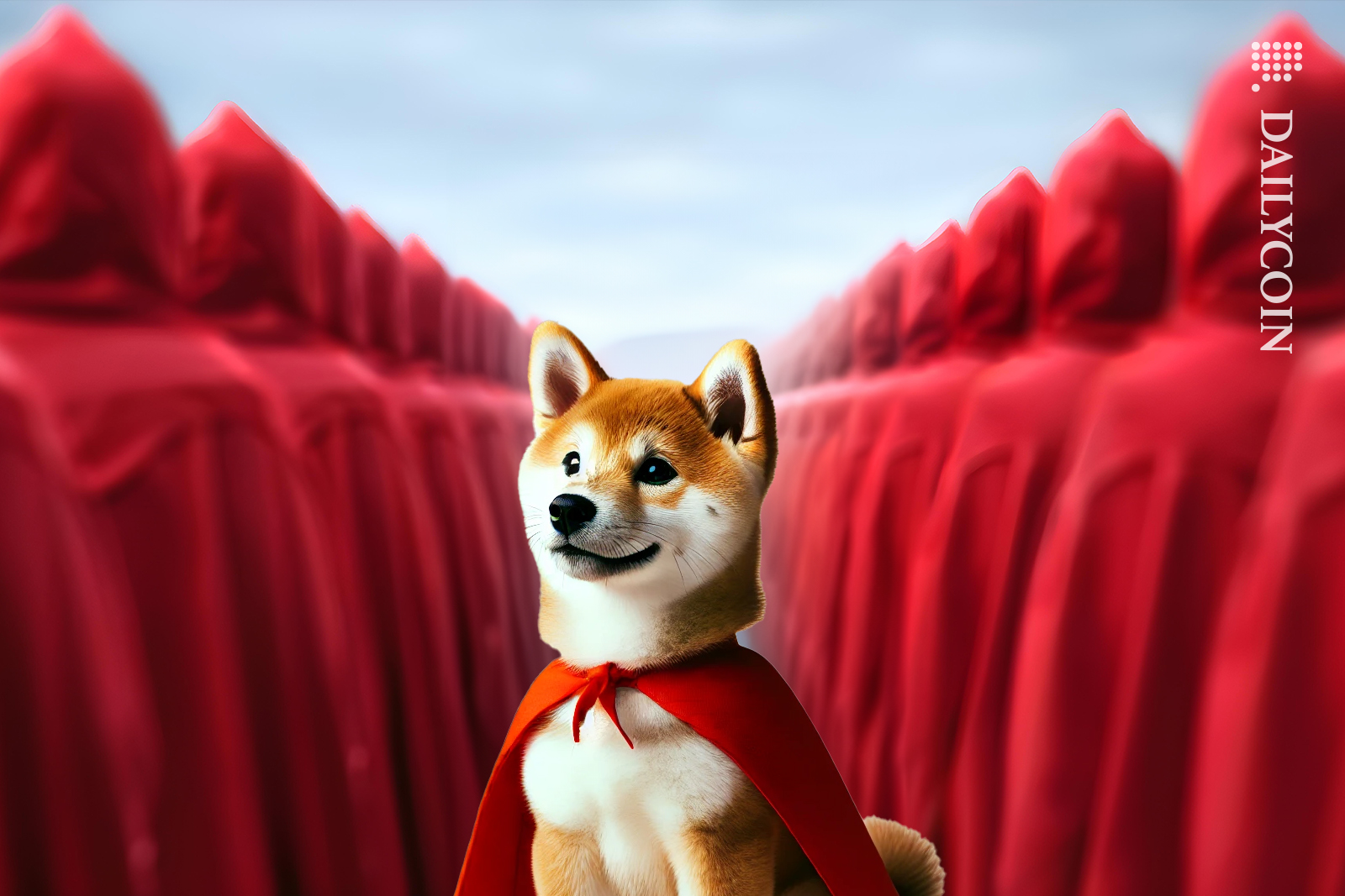 Shiba inu in the middle of his community.