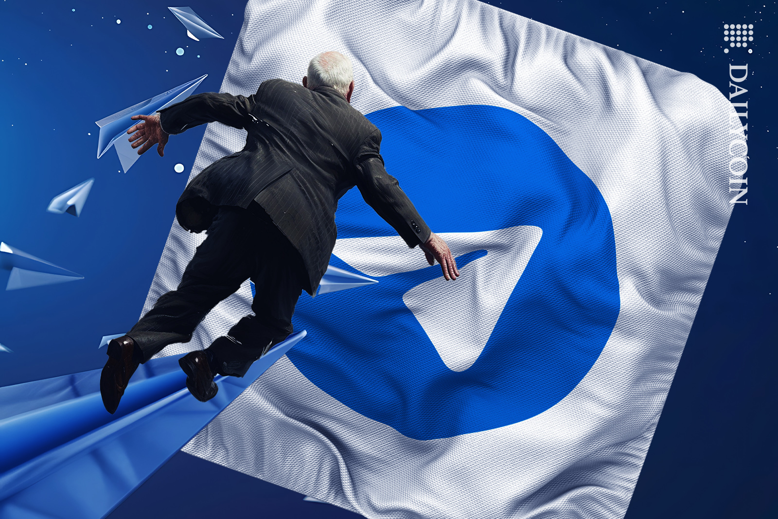 Man trying to reach telegram is super strong wind conditions.