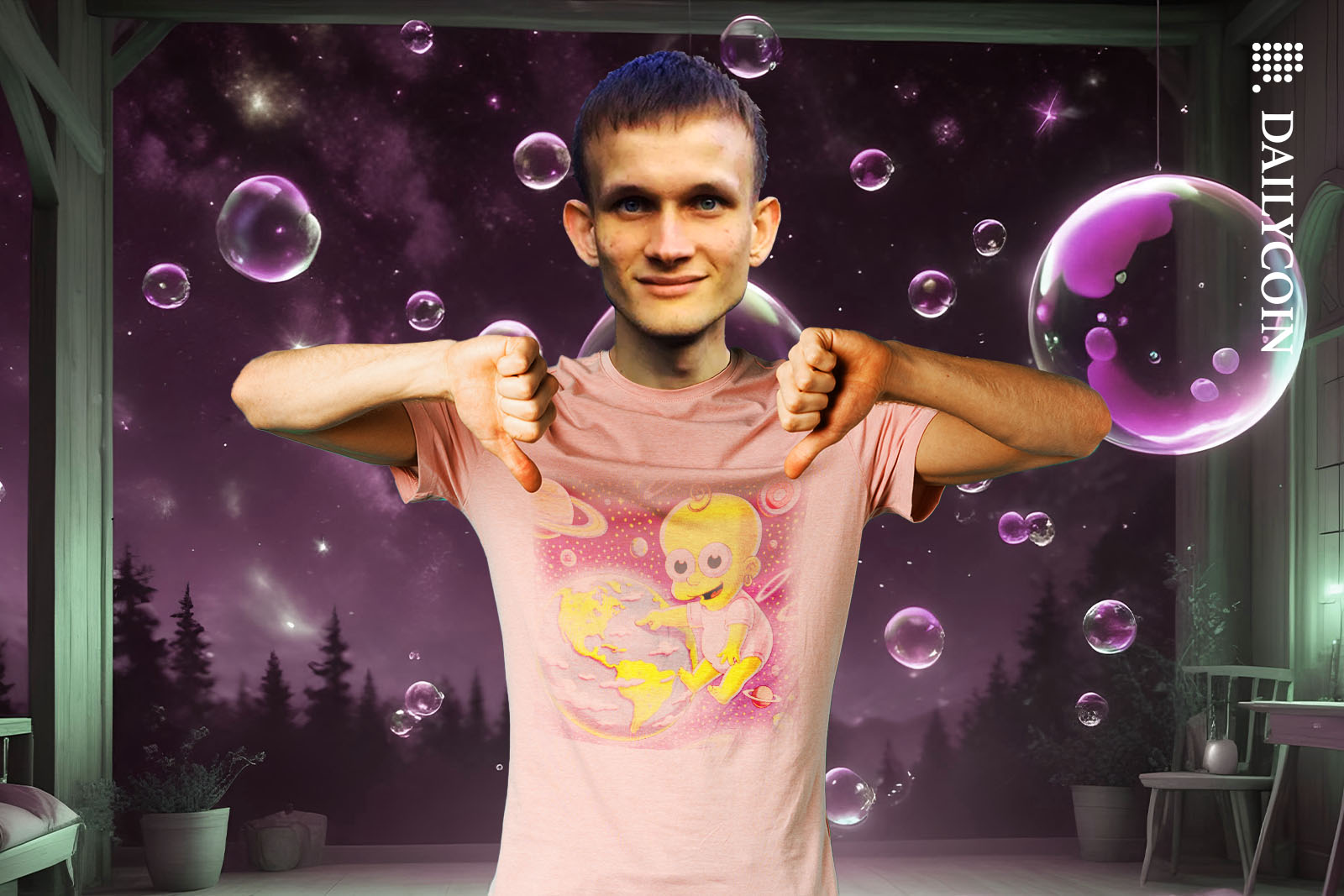 Vitalik Buterin of Ethereum giving the thumbs down.