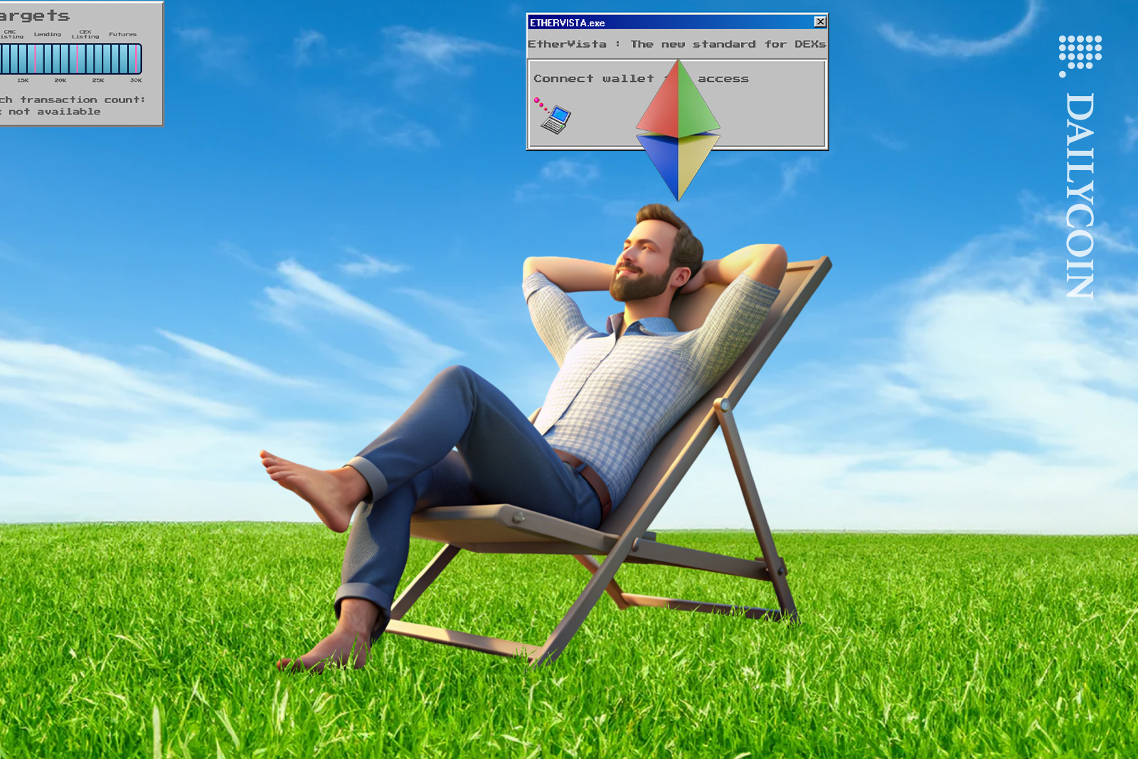 Man chilling on the Ethervista homepage.