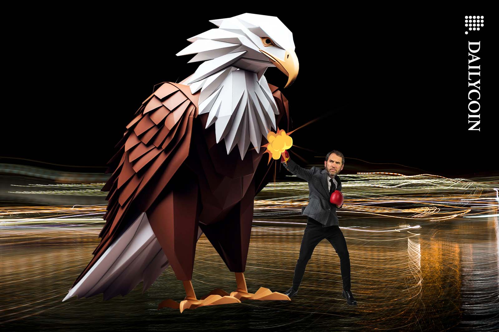 Brad Garlinghouse from Ripple (XRP) is punching a gigantic American bald eagle in hopes of XRP price appreciation.