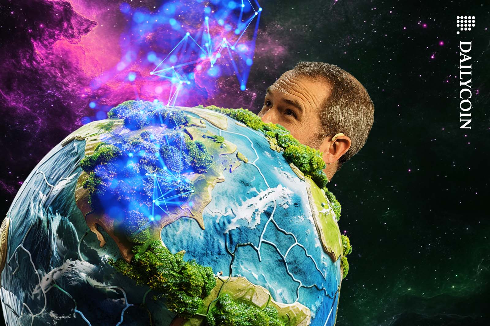 Ripple CEO Brad Garlinghouse watching the USA being supercharged with XRP from space.